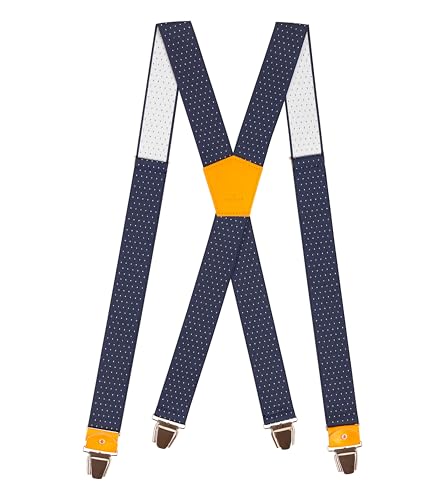 Pierrot Herren Hosenträger Breit und Vintage Premium - Made in Germany/France - Verstärktes Gummiband & Lederbeschläge mit Extra Starken Metallclips - Verstellbare Länge bis 130cm von Pierrot