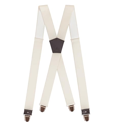 Pierrot Herren Hosenträger Breit und Vintage Premium - Made in Germany/France - Verstärktes Gummiband & Lederbeschläge mit Extra Starken Metallclips - Verstellbare Länge bis 130cm von Pierrot