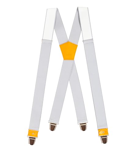 Pierrot Herren Hosenträger Breit und Vintage Premium - Made in Germany/France - Verstärktes Gummiband & Lederbeschläge mit Extra Starken Metallclips - Verstellbare Länge bis 130cm von Pierrot