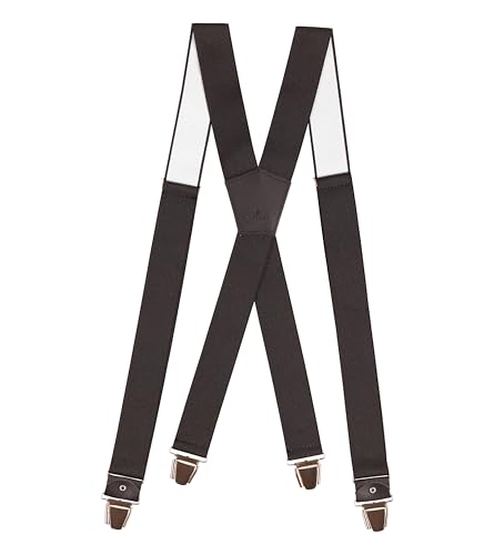 Pierrot Hosenträger für Herren Breit Premium Made in Germany/France - Verstärktes Gummiband, Lederabschlüsse & 4 Extra Starke X-Clips - Verstellbare Länge bis zu 130cm - Garantie auf Lebenszeit von Pierrot