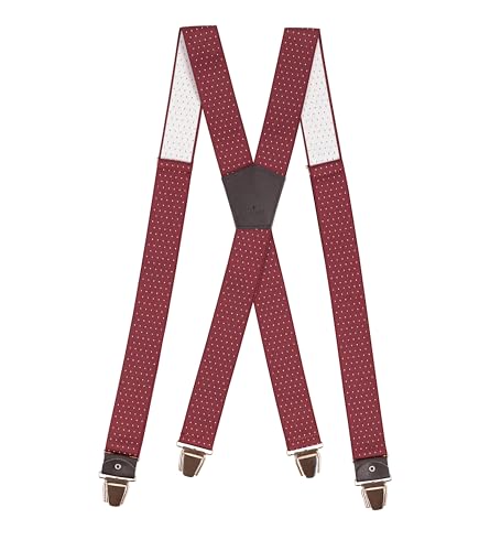 Pierrot Hosenträger für Herren Breit Premium Made in Germany/France - Verstärktes Gummiband, Lederabschlüsse & 4 Extra Starke X-Clips - Verstellbare Länge bis zu 130cm - Garantie auf Lebenszeit von Pierrot
