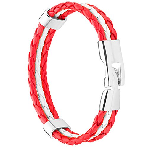 Piersando Armband Armreif geflochten Leder Fahne Motiv Fussball EM & WM Fanartikel Land Flagge Ärmel Schmuck Damen oder Herren Türkei 19cm von Piersando