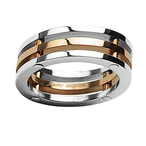 Piersando Band Ring Edelstahl 3-teilig Bandring Ehering Partnerring Trauring Freundschaftsring Damen Herren Silber Bronze Größe 62 (19.7) von Piersando