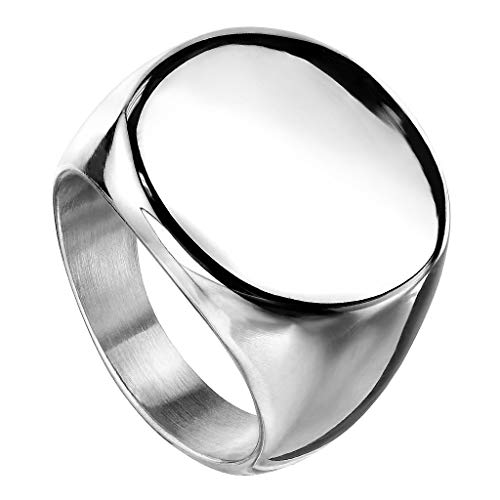 Piersando Band Ring Edelstahl Bandring Ehering Partnerring Biker Rocker Ring Runder Siegelring Damen Herren Größe 64 (20.4) Silber von Piersando