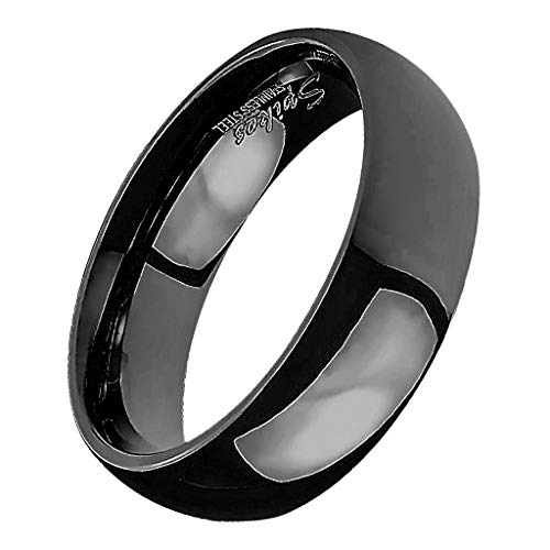 Piersando Band Ring Edelstahl Bandring Ehering Partnerring Trauring Verlobungsring Damen Herren Freundschaftring Schwarz Größe 60 (19.1) Breit 6mm von Piersando