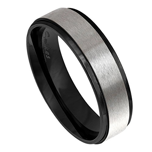 Piersando Band Ring Edelstahl Bandring Ehering Partnerring Trauring Verlobungsring Damen Herren Freundschaftring Silber Schwarz Größe 55 (17.5) von Piersando