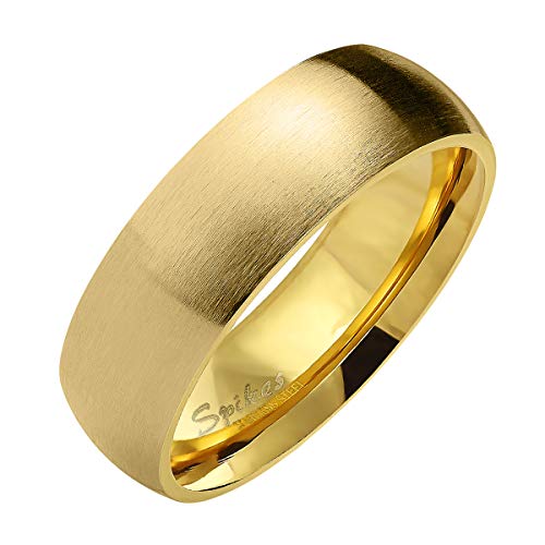 Piersando Band Ring Edelstahl Matt Gebürstet Bandring Ehering Partnerring Trauring Verlobungsring Damen Herren Gold Größe 68 (21.6) Breit 6mm von Piersando