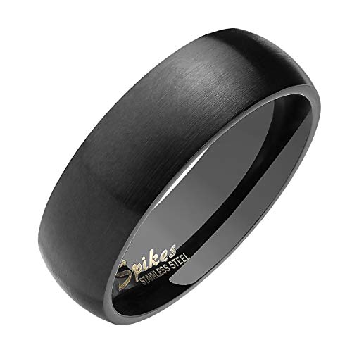 Piersando Band Ring Edelstahl Matt Gebürstet Bandring Ehering Partnerring Trauring Verlobungsring Damen Herren Schwarz Größe 58 (18.5) Breit 6mm von Piersando