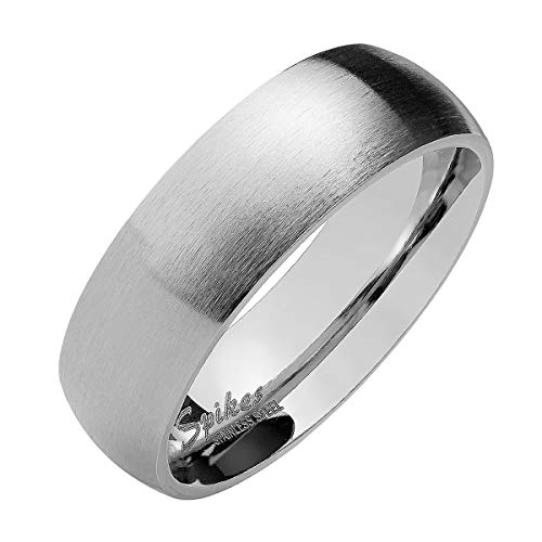 Piersando Band Ring Edelstahl Matt Gebürstet Bandring Ehering Partnerring Trauring Verlobungsring Damen Herren Silber Größe 68 (21.6) Breit 8mm von Piersando
