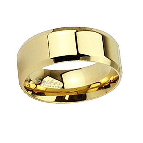 Piersando Band Ring Edelstahl poliert Bandring Ehering Partnerring Trauring Freundschaftsring Damen Herren Gold Größe 69 (22.0) 6mm Breit von Piersando