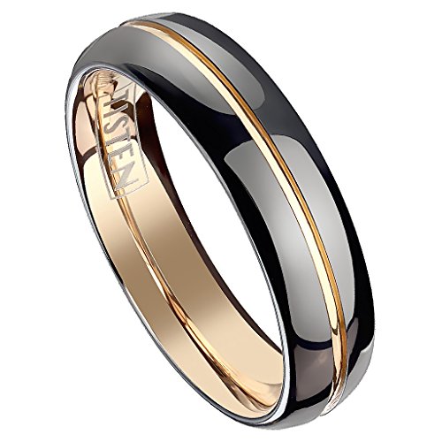Piersando Band Ring Silber Bandring Ehering Partnerring Liebesring Damen Herren Titan Wolfram Schwarz Rosegold IP ohne Stein Rose Gold Größe 71 (22.6) von Piersando
