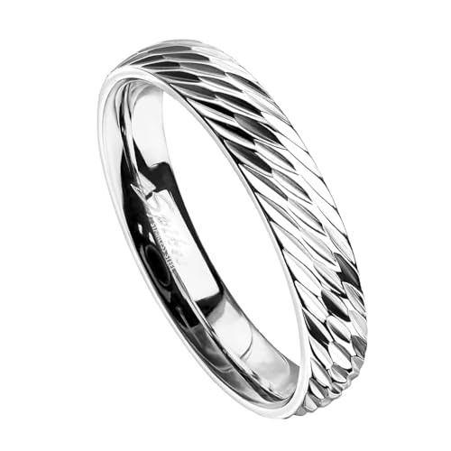 Piersando Damen Herren Band Ring Edelstahl mit Rillen Bandring Ehering Partnerring Verlobungsring Fingerring Schmuck Silber Größe 68 (21.6) von Piersando