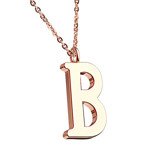 Piersando Damen Kette Halskette Set mit Buchstaben Anhänger Alphabet Rosegold Buchstabe B von Piersando