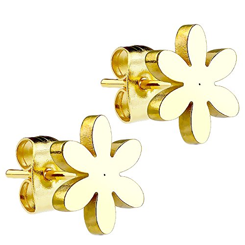 Piersando Damen Ohrstecker Kleine Ohrringe aus Edelstahl Klein Stecker Blumen Blüte Gold vergoldet von Piersando