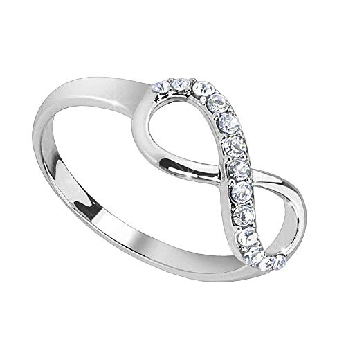 Piersando Damen Ring Edelstahl Infinity Unendlichkeit mit Zirkonia Kristall Strass Stein Verlobungsring Damenring Trauring Silber Größe 51 (16.2) von Piersando