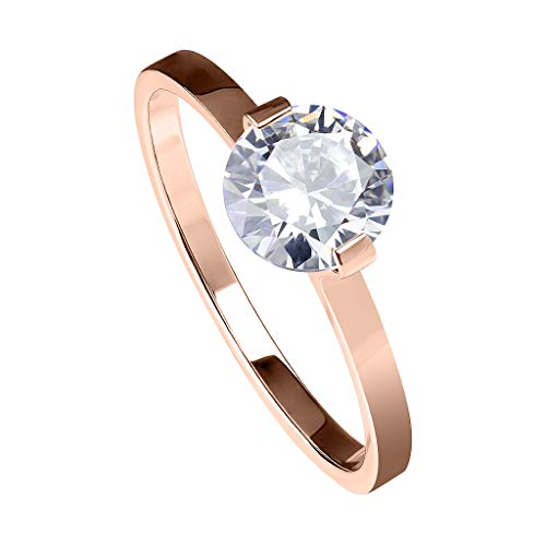 Piersando Damen Ring Verlobungsring Edelstahl mit einem Zirkonia Kristall Strass Solitär Stein Damenring Trauring Größe 53 (16.9) Rosegold von Piersando