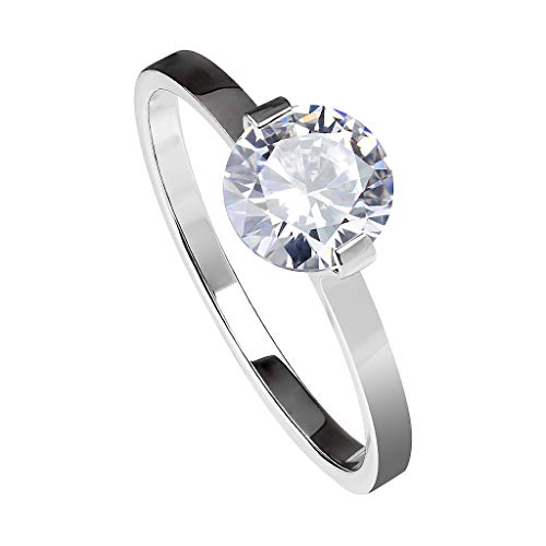 Piersando Damen Ring Verlobungsring Edelstahl mit einem Zirkonia Kristall Strass Solitär Stein Damenring Trauring Größe 53 (16.9) Silber von Piersando