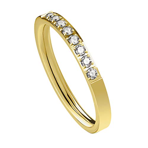 Piersando Damen Ring Verlobungsring Ehering mit Kristallen Strass Steinen Damenring Trauring Größe 55 (17.5) | Gold von Piersando