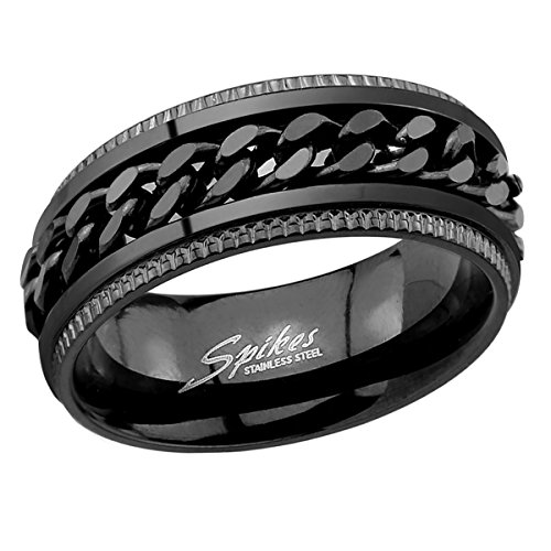 Piersando Herren Ring Biker Edelstahl mit Ketten Motiv Herrenring 8mm Breit Größe 60 (19.1) von Piersando