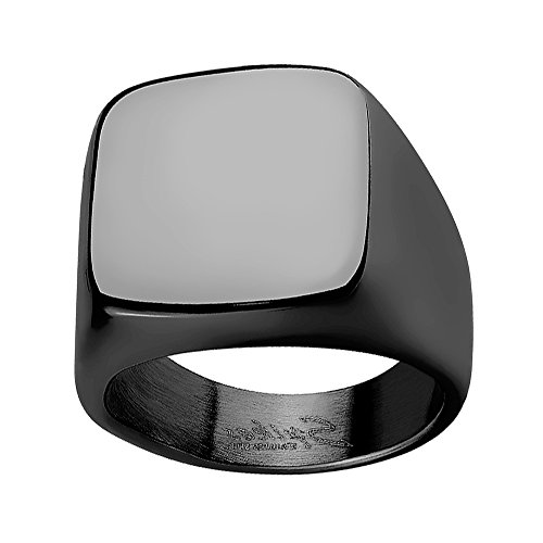 Piersando Herren Ring Edelstahl Massiv Breit Herrenring Männer Biker Rocker Siegel Quadrat poliert Schwarz Schwarz Größe 69 (22.0) von Piersando