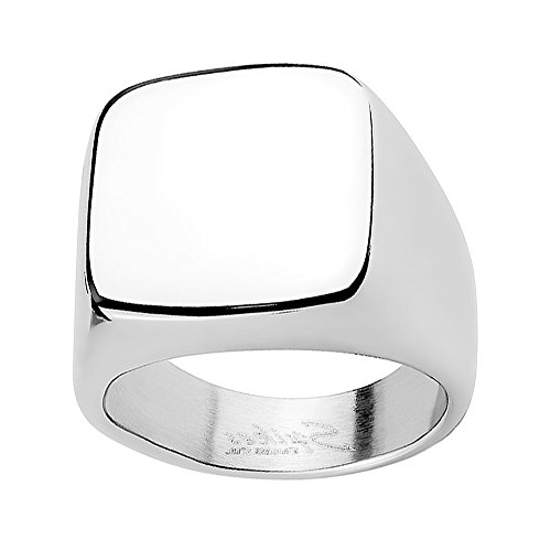 Piersando Herren Ring Edelstahl Massiv Breit Herrenring Männer Biker Rocker Siegel Quadrat poliert Schwarz Silber Größe 67 (21.3) von Piersando