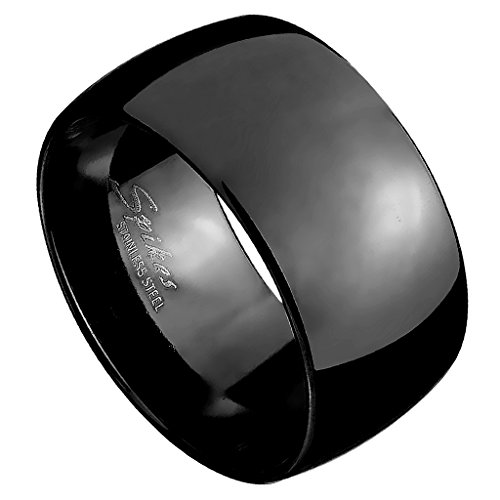 Piersando Herren Ring Extra Breit Edelstahl Spiegel poliert Daumenring Männer Biker Rocker Massiv Herrenring Schwarz Größe 65 (20.7) von Piersando