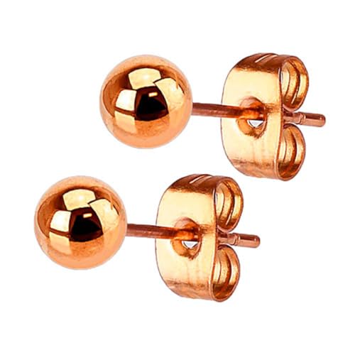 Piersando Ohrringe Edelstahl Kugel Perlen Ohrstecker Perlenohrringe Perlenohrstecker glänzend poliert Damen Herren Rosegold 3mm von Piersando