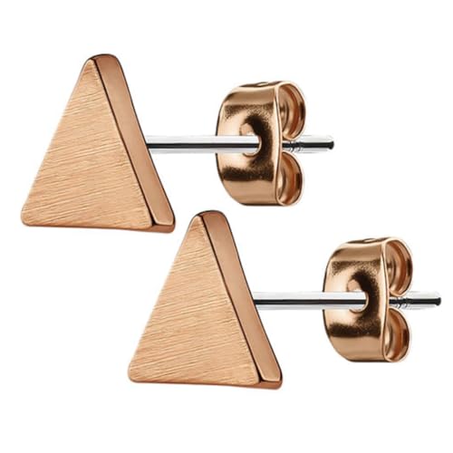 Piersando Ohrringe Edelstahl Ohrstecker Dreieck matt gebürstet minimalistisch Geometrische Formen Schlicht Modern Rosegold von Piersando