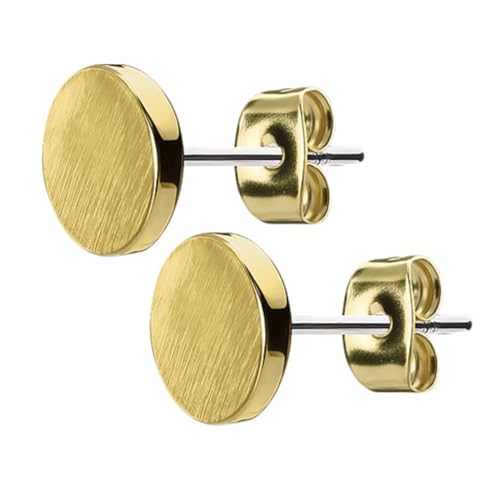 Piersando Ohrringe Edelstahl Ohrstecker Rund matt gebürstet minimalistisch Geometrische Formen Schlicht Modern Gold von Piersando