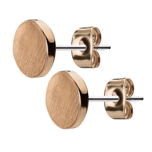 Piersando Ohrringe Edelstahl Ohrstecker Rund matt gebürstet minimalistisch Geometrische Formen Schlicht Modern Rosegold von Piersando