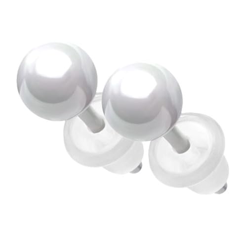 Piersando Ohrringe Keramik Kugel Perlen Ohrstecker Perlenohrringe Perlenohrstecker Damen Herren 4mm Weiß von Piersando