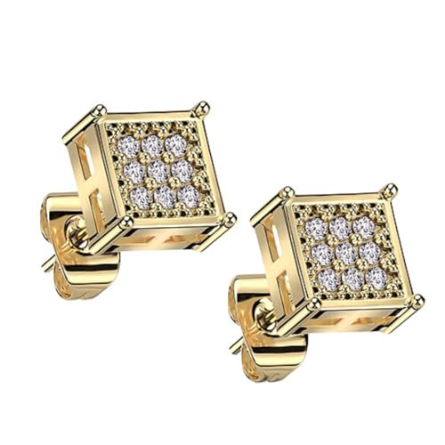 Piersando Ohrringe Zirkonia Quadrat quadratische Ohrstecker Kristall Strass Glitzer Steine Diamant Form Damen Herren Gold von Piersando