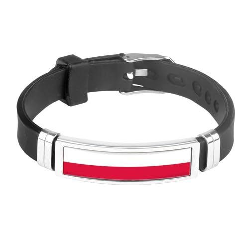 Piersando Silikon Armband Silikonarmband Fanartikel Fussball EM verstellbar Basketball Handball EM WM Länderflagge Land National Flagge Polen von Piersando