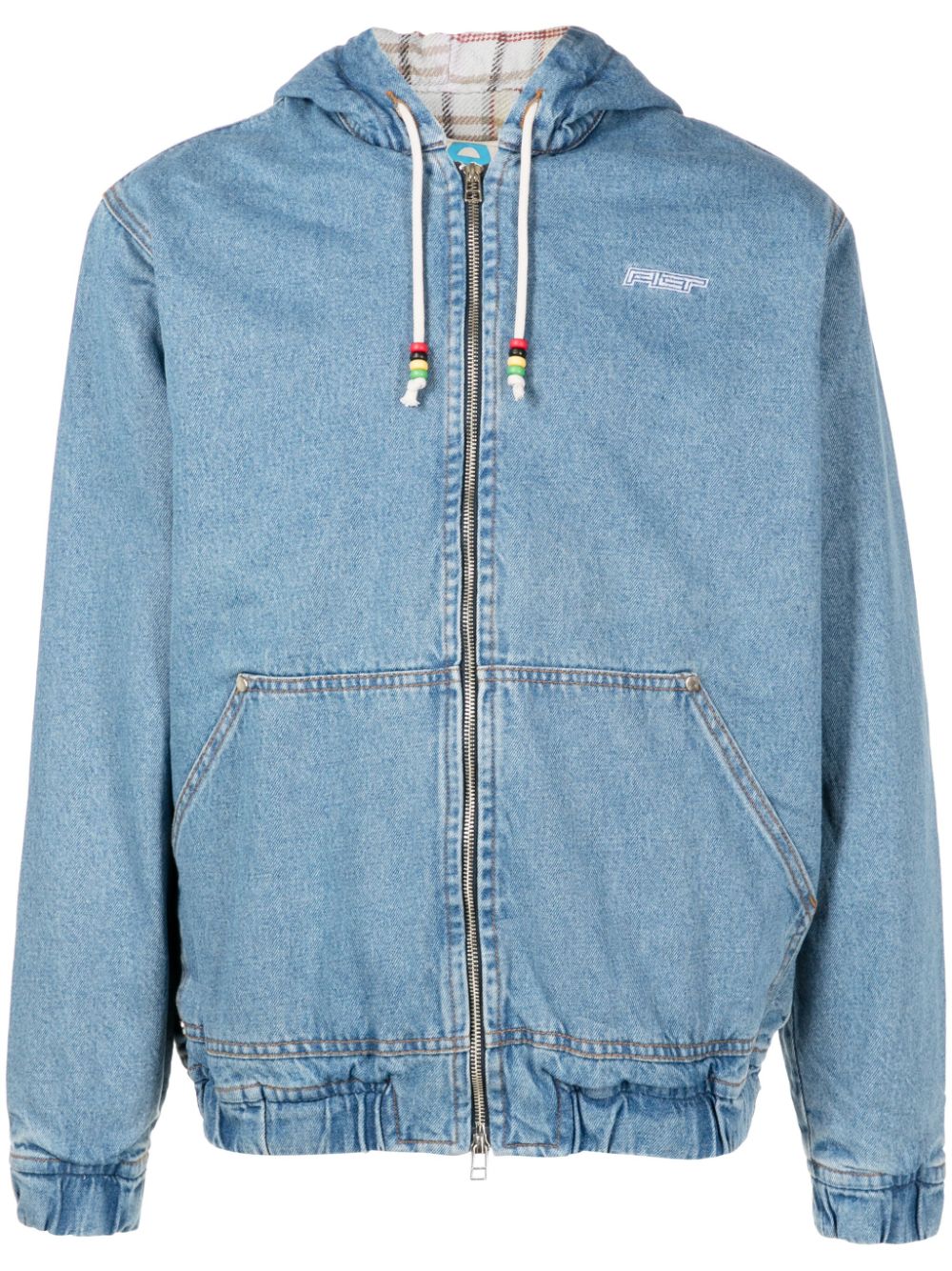 Piet Jeans-Kapuzenjacke mit Logo-Stickerei - Blau von Piet