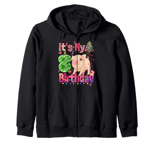 It's My Birthday Mädchen Schwein 8 Jahre alt Mädchen Kapuzenjacke von Pig Birthday