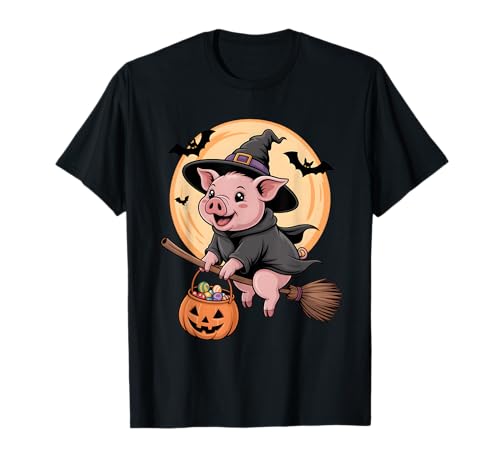Schwein Hexenhut Kürbis Halloween Kostüm Herren Damen Kinder T-Shirt von Pig Lover Halloween Party Wear