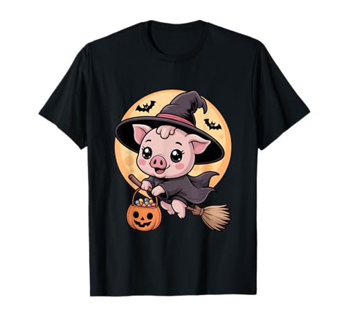 Schwein Hexenhut Kürbis Halloween Kostüm Herren Damen Kinder T-Shirt von Pig Lover Halloween Party Wear