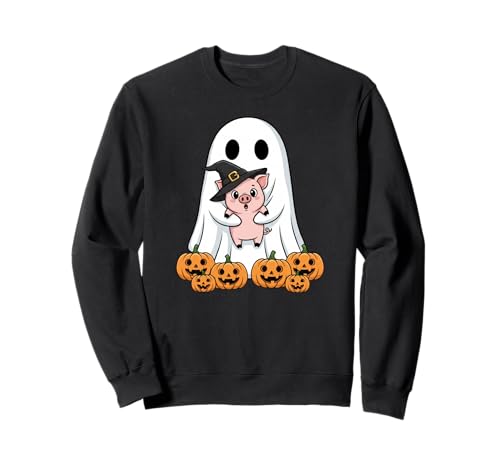 Lustiger Geisterschwein Kürbis Halloween Kinder Herren Damen Sweatshirt von Pig Lovers Cute Halloween Outfits for Boy Girl