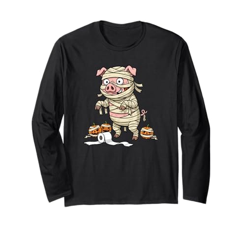 Lustiges Schwein, Mama, Kürbis, Halloween, Kinder, Herren und Damen Langarmshirt von Pig Lovers Cute Halloween Outfits for Boy Girl