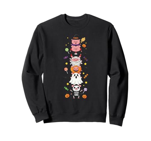 Lustiges Schwein, Hexe, Vampir, Geist, Halloween, Kinder, Herren und Damen Sweatshirt von Pig Lovers Halloween Skeleton Mummy Outfits