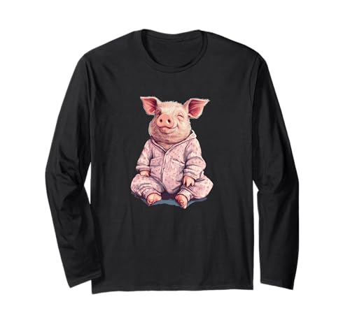 Lustiges Schwein im Pyjama-Kostüm für Jungen und Mädchen Langarmshirt Lustiges Schwein im Pyjama-Kostüm für Jungen und Mädchen Langarmshirt von Pig Pajama