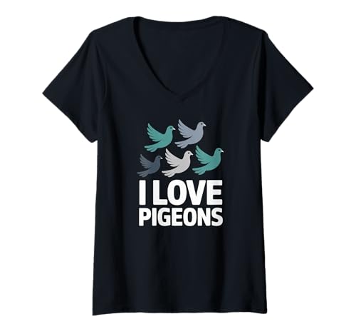 Damen Ich Liebe Tauben Urban Birder Pigeon Lover Birds T-Shirt mit V-Ausschnitt von Pigeon Lover Urban Birder City Birds Club