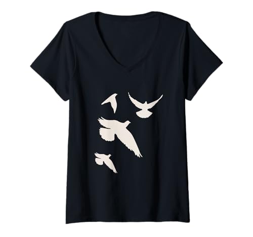 Damen Pigeon Racing Colombophile Duivensport Taubenzüchter Vögel T-Shirt mit V-Ausschnitt von Pigeon Racing Pigeons Colombophile Colombofila