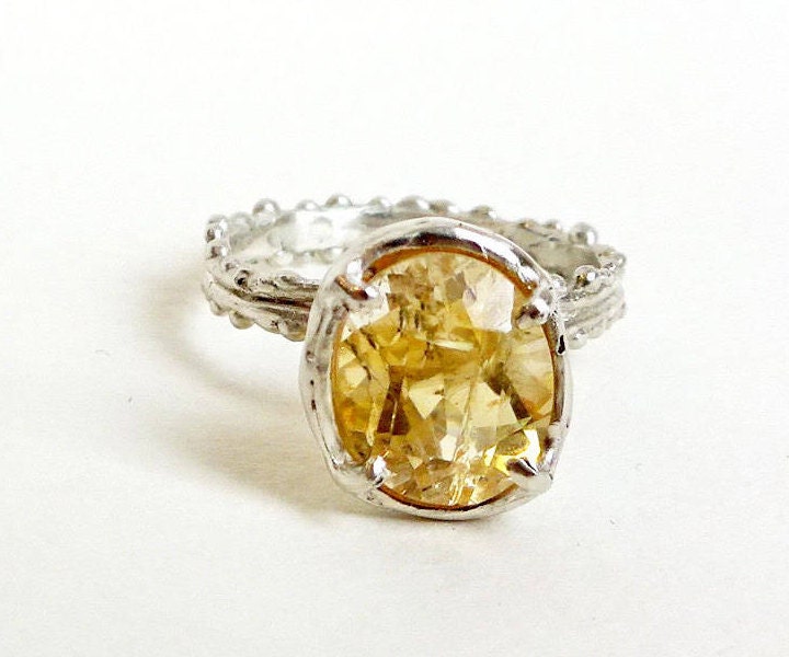 Citrin Ring Größe 6 Einzigartiger Ring-Sterling Silber Statement Ring von PigeonDynamite