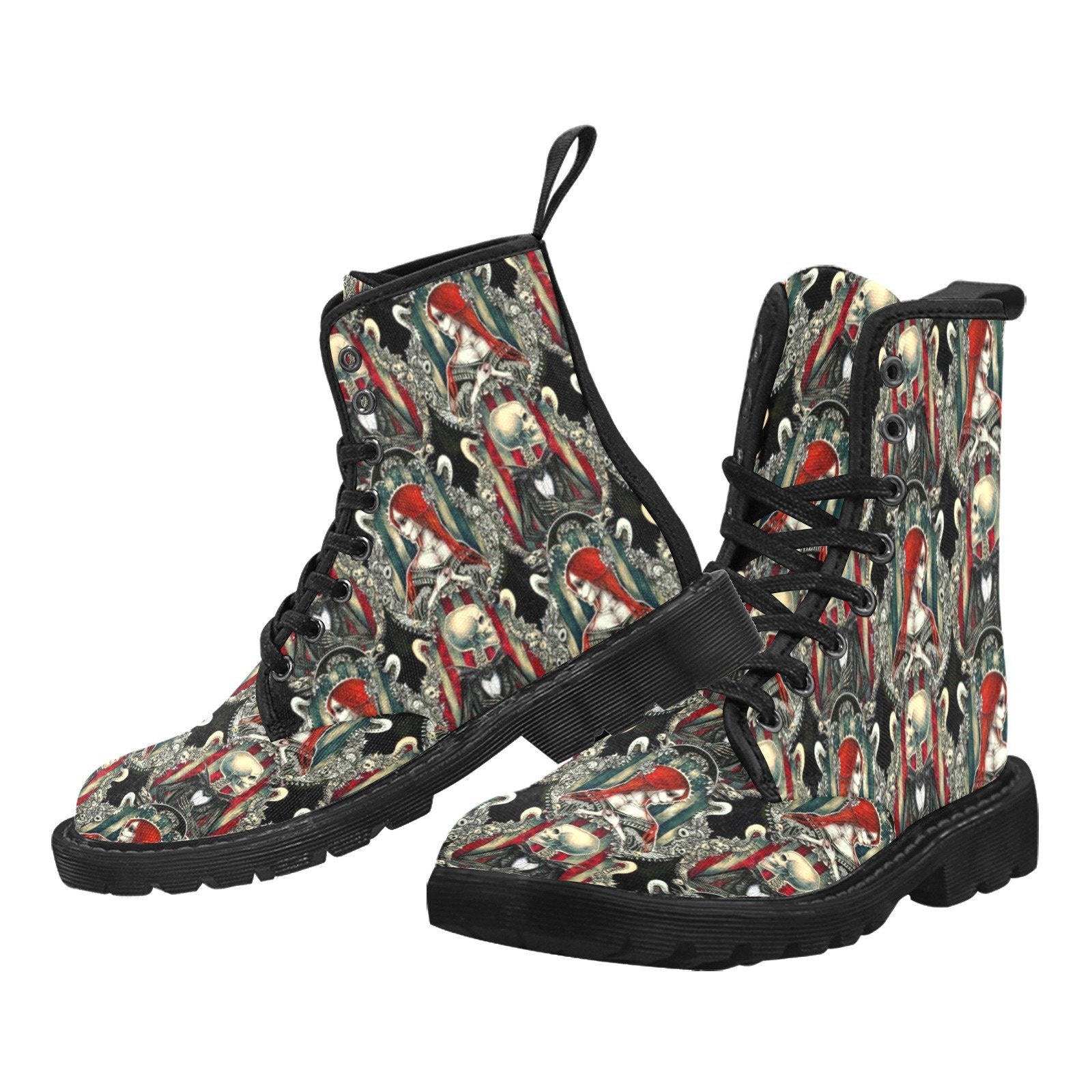 Nightmare Love Story Damen Lace Up Canvas Boots Goth Fußkettchen von PigeonoverlordStore