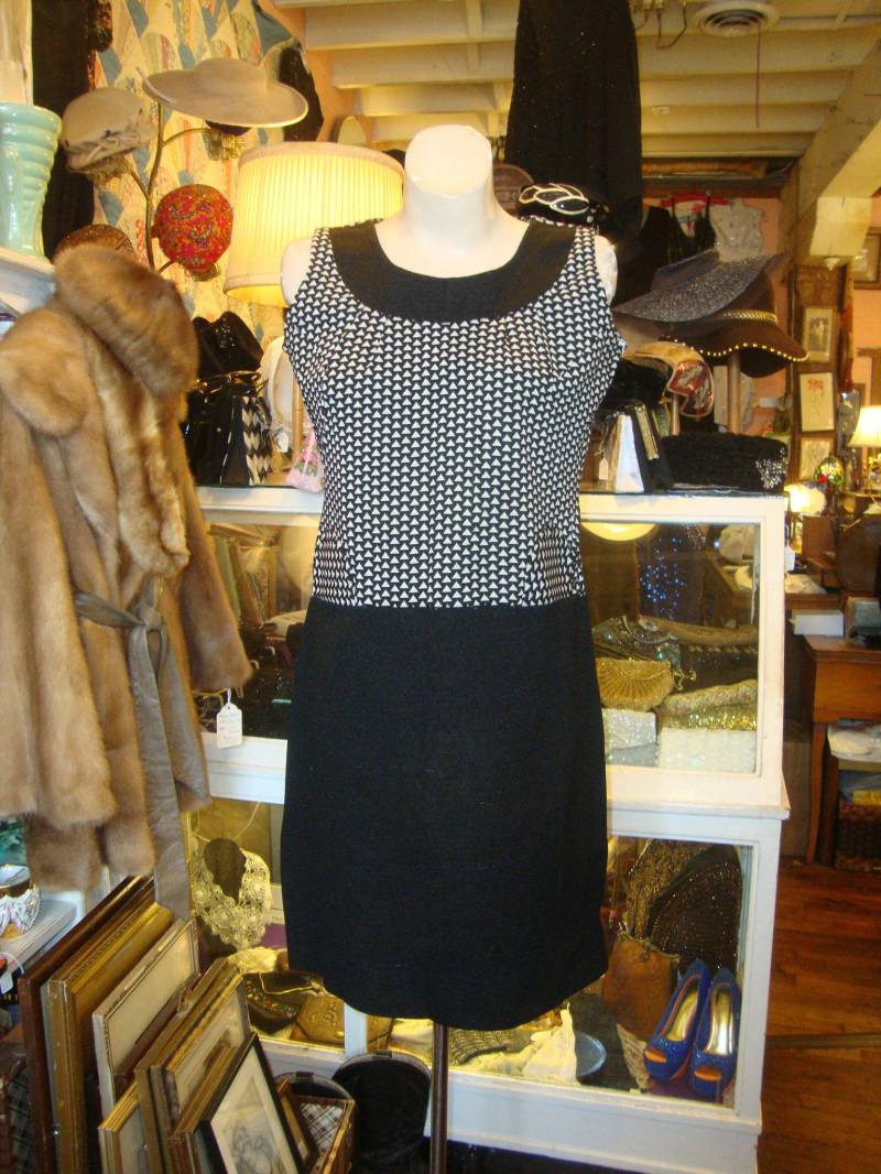 Vintage 60Er Jahre Strick Kleid Von Ben Aura - Schwarz & Weiß von Piggleyspassion