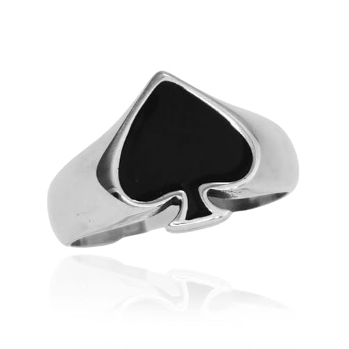 Ace of Spades Ring für Männer, Black Ace Spades Poker Ring, Ace Spielkartenring, Poker Gambling Cocktail Party Ring, Retro Punk Rock Biker Ring, Glücksspiel Casino Schmuck (18.9) von PikaLF