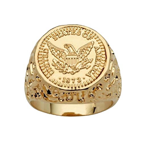 Adlerring für Herren, Ring des amerikanischen Weißkopfseeadlers, USA Flying Eagle Ring, Patriotische Ringe mit Goldadler-Medaille, Nordischer Wikinger-Hawk-Adler-Ring, Punk Animal Eagle Schmuck (21.4) von PikaLF