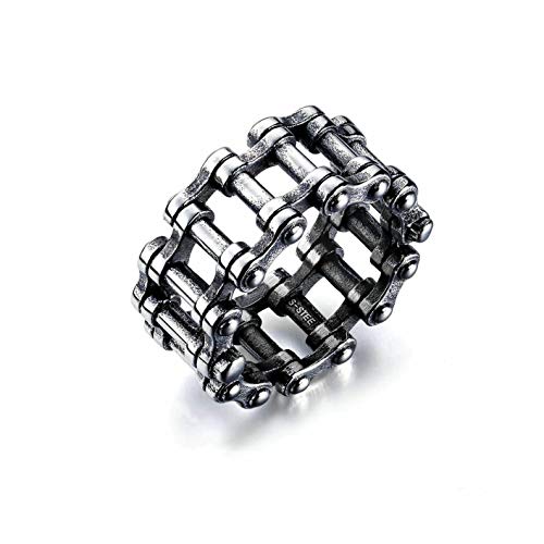 Biker Kettenringe, Kette Biker Ring für Männer, Lokomotive Kettenringe, Verflechtungsringe Motorrad Biker Fahrrad Kettenring, Hip Hop Punk Ring Schmuck Geschenk für Männer Jungen (17.3) von PikaLF
