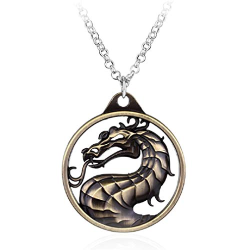 Dragon Halskette für Männer, Retro Dragon Totem Anhänger Halskette mit 19,7 "Kette, Gothic Dragon Amulett Halskette, Viking Dragon Signet Anhänger, Punk Animal Dragon Schmuck Geschenk (Bronze) von PikaLF